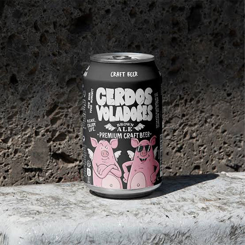 Cerveza Cerdos Voladores Brown Ale Lata 330ml