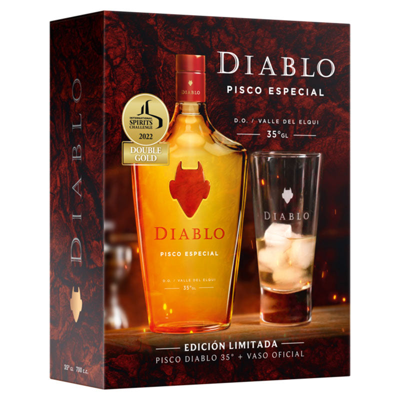 Pack 1 Pisco Diablo 35° 700 cc + Vaso - Descorcha