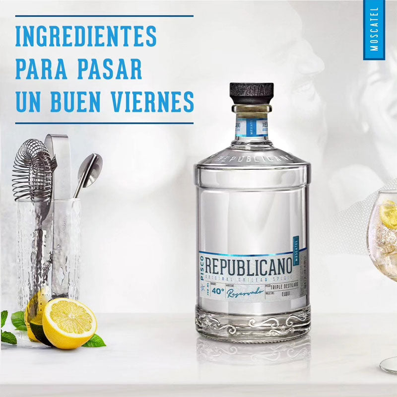 Pisco Republicano Moscatel 40° - Descorcha