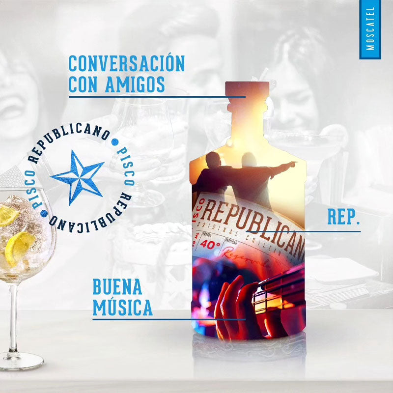 Pisco Republicano Moscatel 40° - Descorcha
