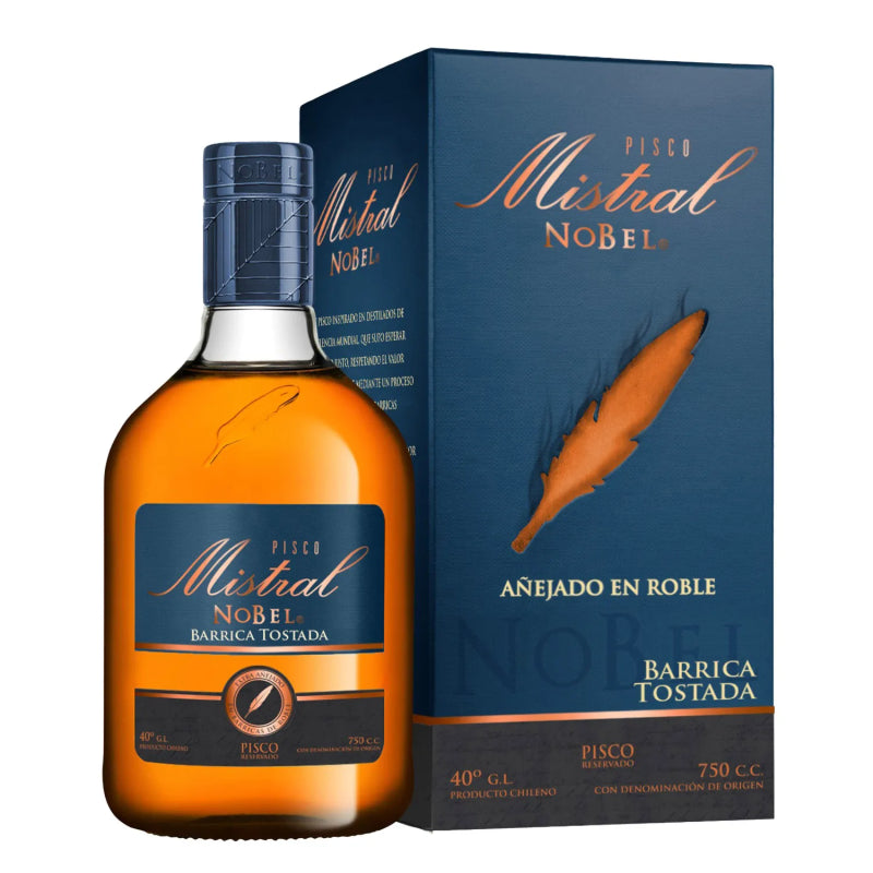 Pisco Mistral Nobel Barrica Tostada 40° - Descorcha Chile