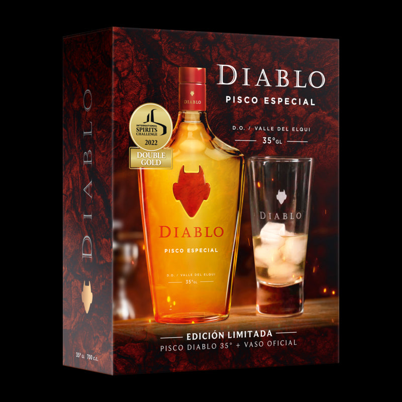 Pack 1 Pisco Diablo 35° 700 cc + Vaso - Descorcha Chile