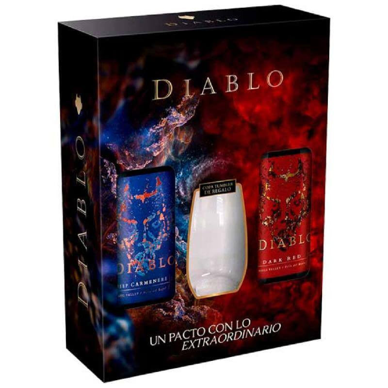 Pack Diablo Dark Red y Black + Vaso - Descorcha Chile